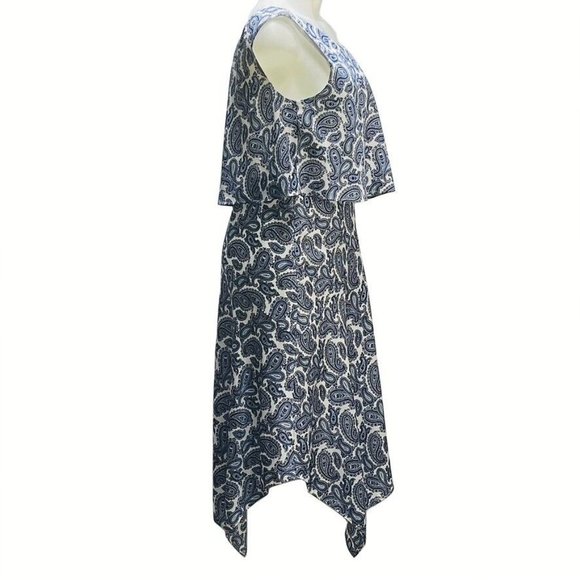 BANANA REPUBLIC Dress Size 8 Blue and White Paisley Size 8 - Picture 4 of 12